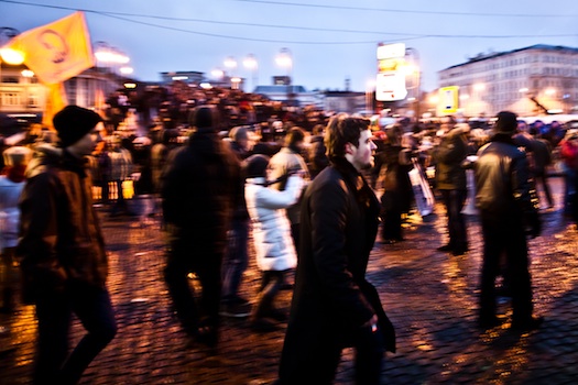 Protesters roam the streets of Moscow at the end of the December 10 gathering in Bolotnaya Square. (Max Avdeev)