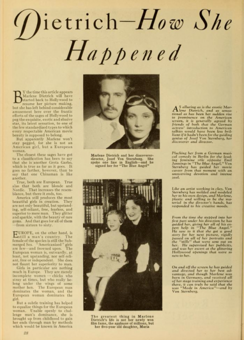Dietrich: How She Happened (Photoplay, 1931)