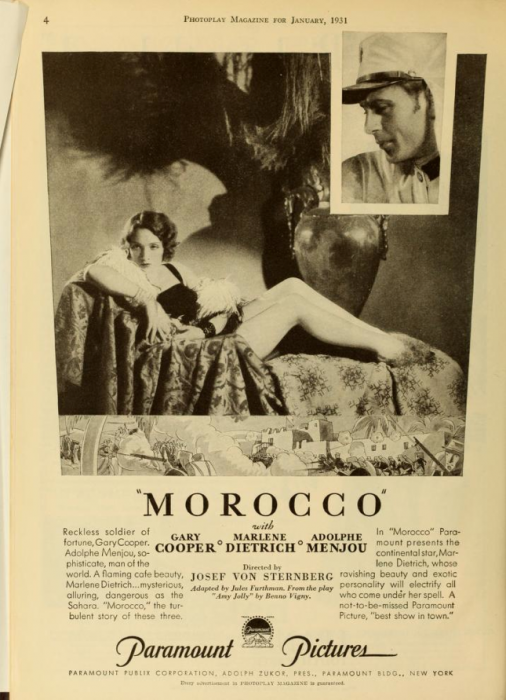 Marlene Dietrich, Morocco (Photoplay, 1931)