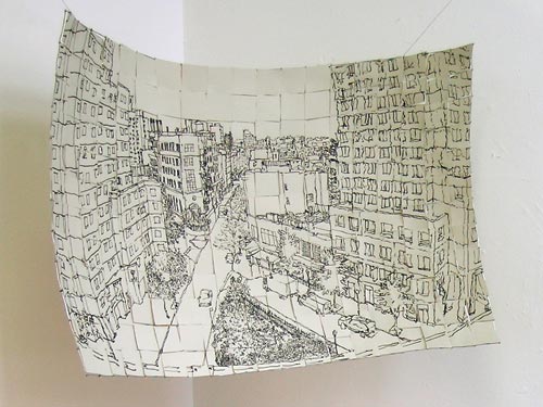Pen-and-Ink Sketch of a City Street