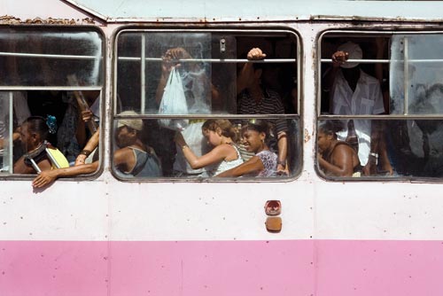 Pink, Crowded Bus
