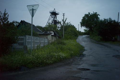 A lonely road near an abandoned uranium mine on the edge of Zholtiy Vodi.