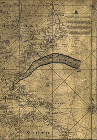 Benjamin Franklin and Timothy Folger's 1769–1770 map of the Gulf Stream.