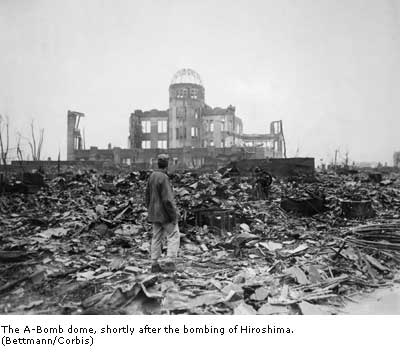 The A-Bomb dome, shortly after the bombing of Hiroshima.