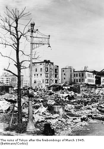 The ruins of Tokyo after the firebombings of March 1945.
