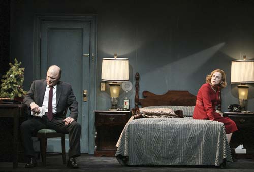Ed Harris (as Dr. Bill Perch) and Amy Madigan (as Susan Perch) in The Jacksonian, which premiered in February 2012, at the Geffen Playhouse, Los Angeles, directed by Robert Falls. (All photographs by Michael Lamont)