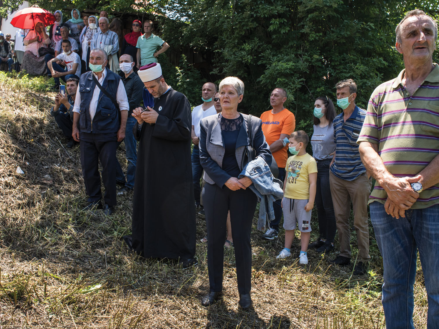 Bakira Hasečić attends a genocide-commemoration ceremony. Višegrad, June 2020.