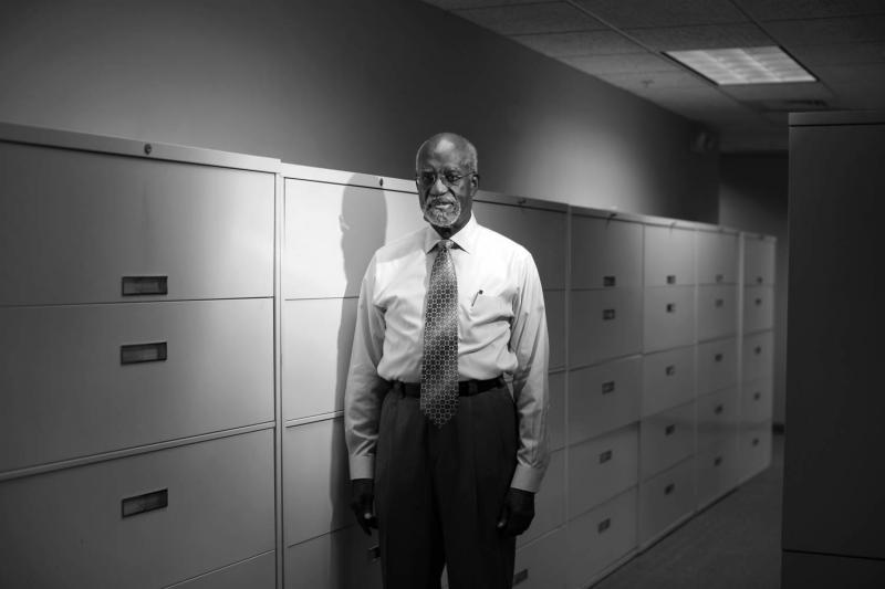 Attorney James Ferguson in his Charlotte, NC, office. Ferguson famously defended a group of activists known as the “Wilmington Ten” in the 1970s. 