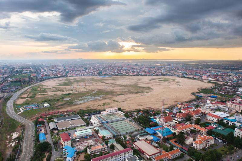 A view of what was formerly Lake Boeung Kak, in Phnom Penh. The lake was filled in for a commercial-and-residential complex. (Nicolas Axelrod/Ruom)