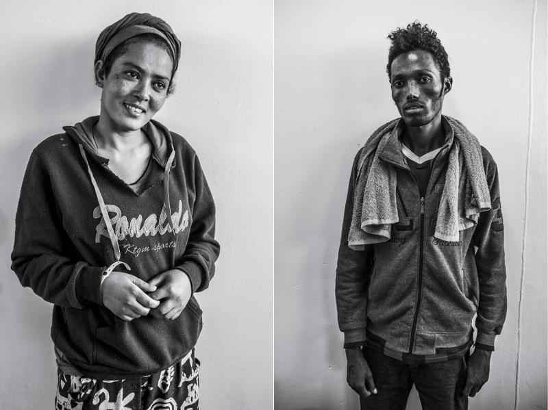 (L): Nebu Ftshaye, seventeen, a student from Eritrea. (R): Ahmed Nasiib, seventeen, a cosmetics salesman from Somalia.