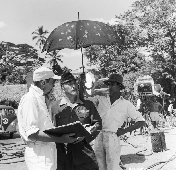 Director David Lean with Sessue Hayakawa, on the set of The Bridge on the River Kwai, 1957. (Hulton Archive/Getty Images)