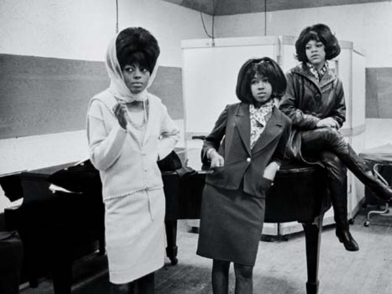 The Supremes (Diana Ross, Mary Wilson, and Florence Ballard) at Motown Studios. Detroit, 1965. (Magnum Photos)