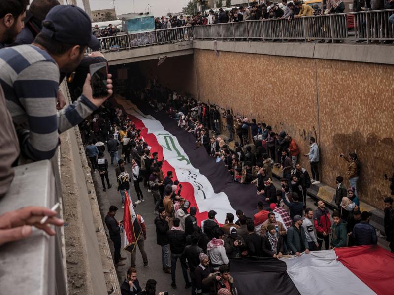 Protesters march from the Ministry of Higher Education to Tahrir Square.