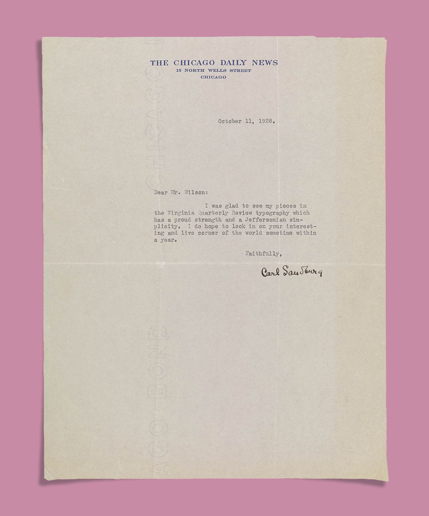 Sandburg Letter