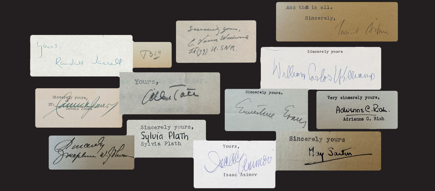 Crops of a dozen signatures from correspondence in the VQR archive 