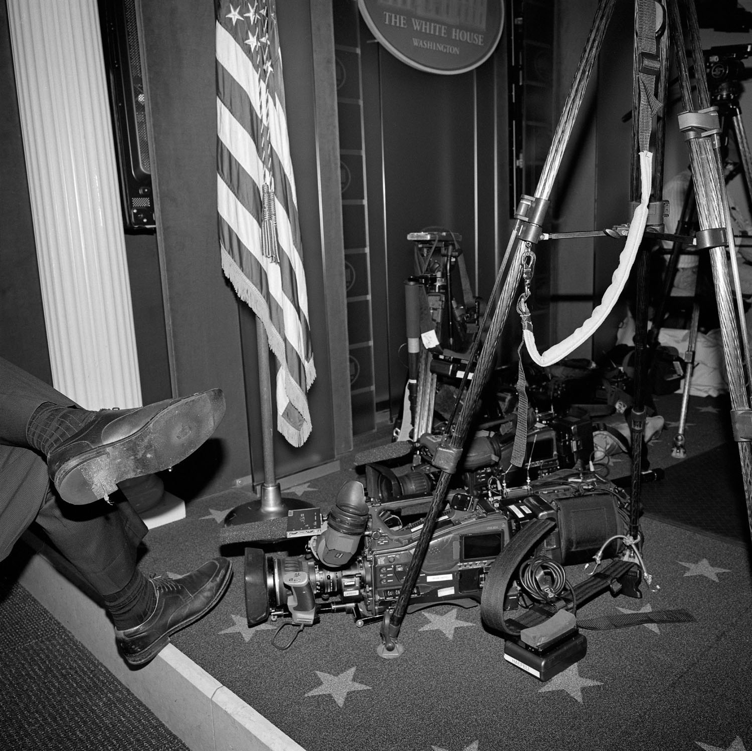 Reporting equipment on floor.