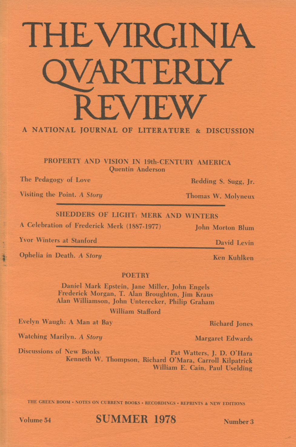 Virginia Quarterly Review, Summer 1978 cover