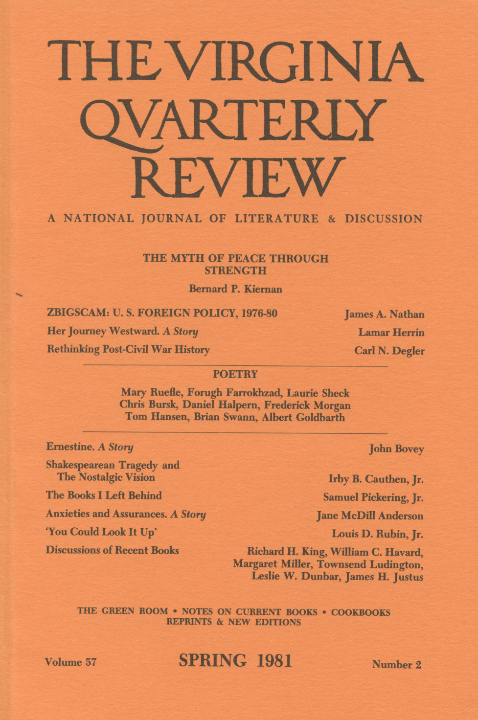 Virginia Quarterly Review, Spring 1981 cover