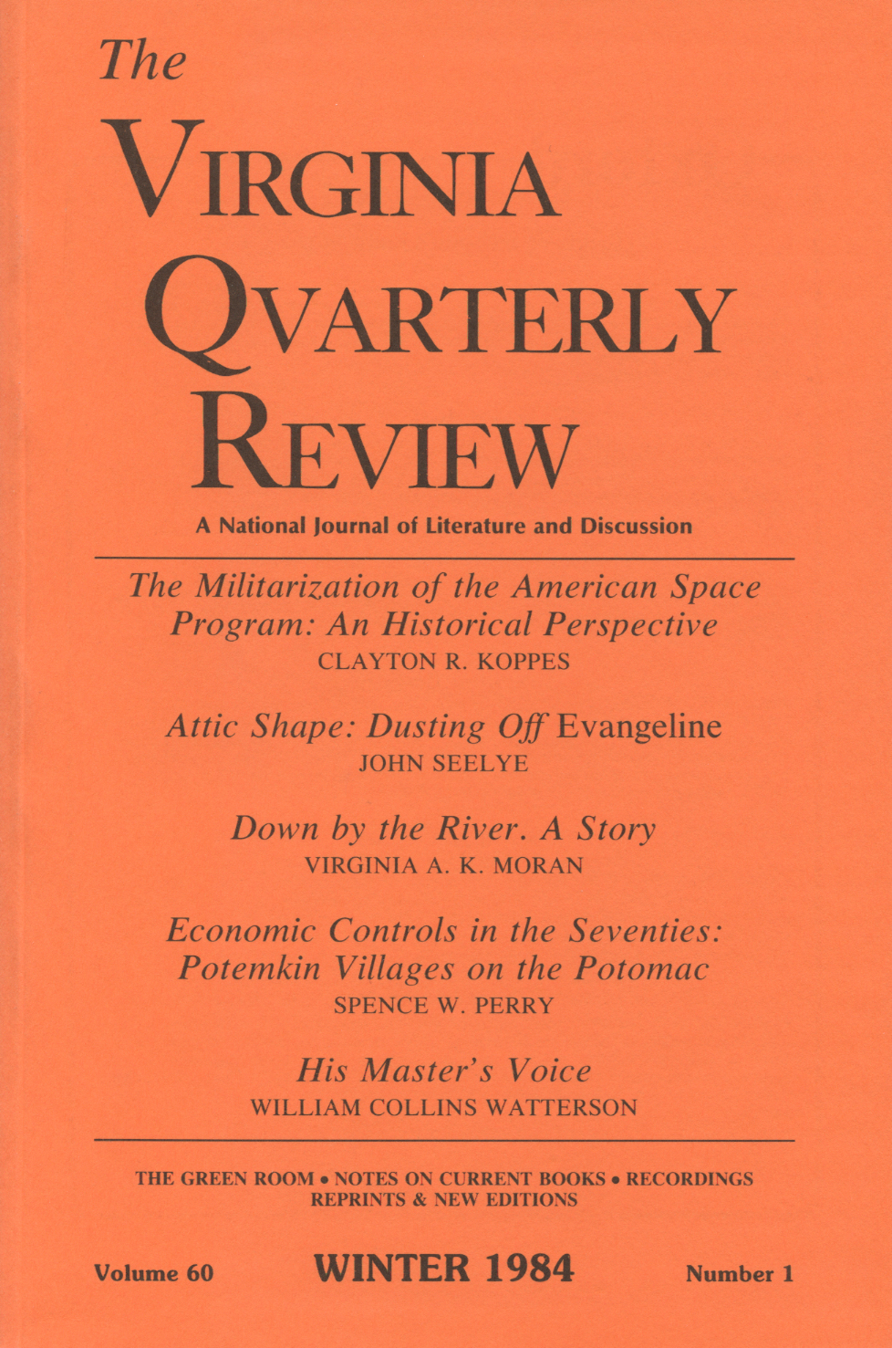 Virginia Quarterly Review, Winter 1984 cover