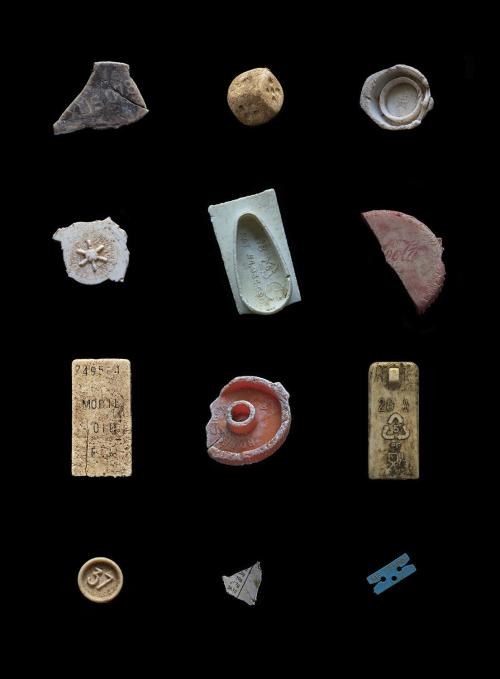 Plastic removed during bird autopsies. By Mandy Barker. 