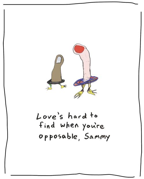 Two thumb comic but one thumb is person of color and the other is white