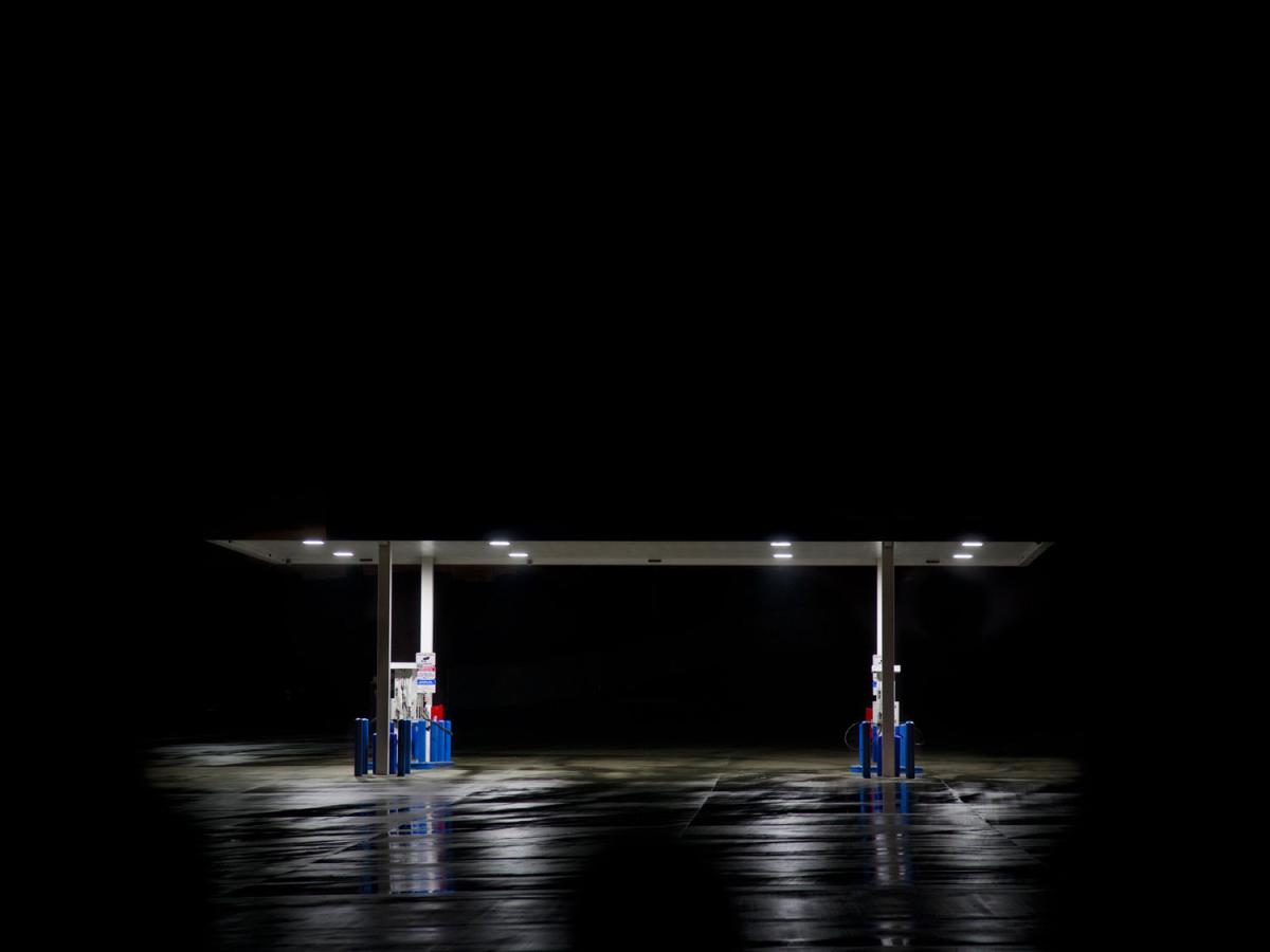 Photo of empty gas station at night in Nashville by Anna Beeke.