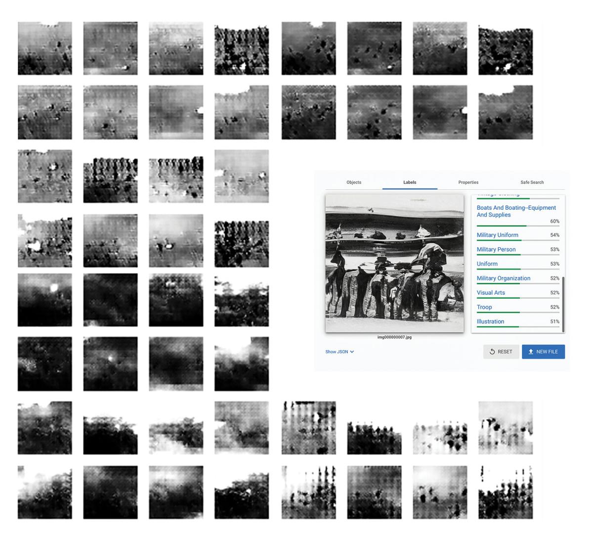 A screenshot from Google’s Cloud Vision API after the image-recognition engine was asked to determine whether the image in question contains military content.