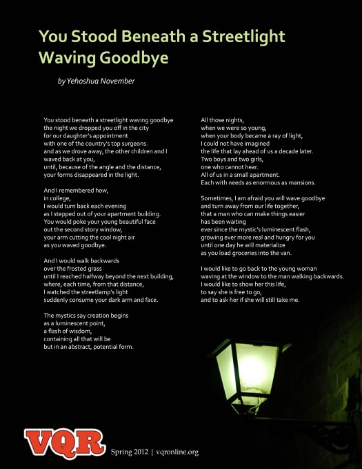 You Stood Beneath a Streetlight Waving Goodbye by Yehoshua November