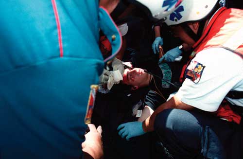 Injured Boy Receiving Treatment