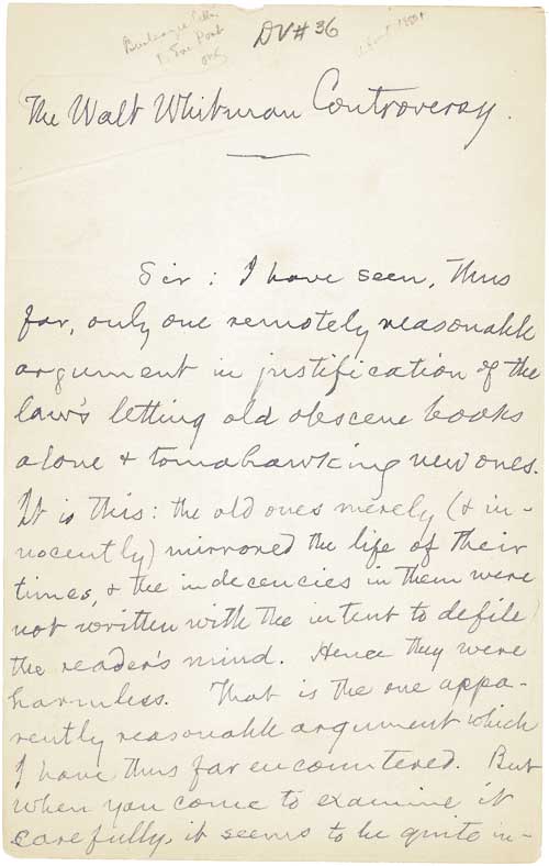 Mark Twain manuscript