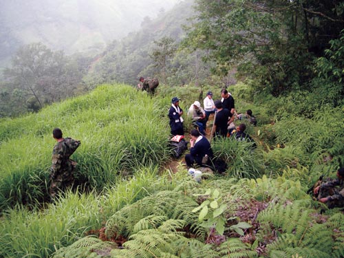 Men in Jungle Clearing