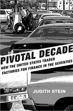 The cover of the book, Pivotal Decade, with a photo of cars in the decade of the 1970's