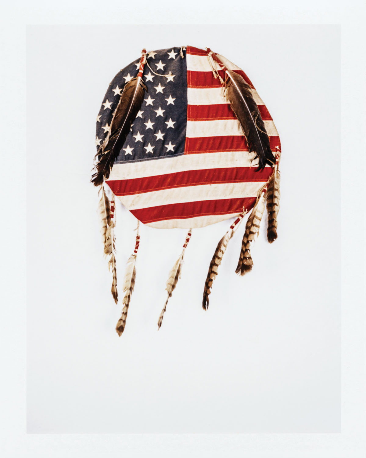 An American flag shield made by former marine and full-blooded Cheyenne Rayburn Orange. Photograph by Ben Rasmussen.