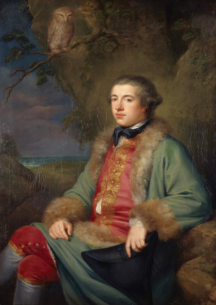 James Boswell (1740–1795), diarist and biographer of Dr. Samuel Johnson. Painting by George Willison, 1765. The owl above Boswell’s head is either a symbol of wisdom, or suggests his delight in nighttime activities. (Scottish National Gallery)