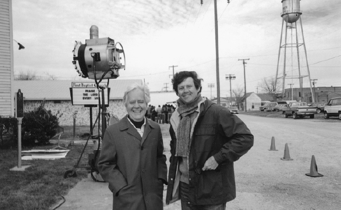 Horton Foote and director Bruce Beresford on set of Tender Mercies, 1981. (Courtesy of Degolyer Library, Southern Methodist University, Dallas, Texas)
