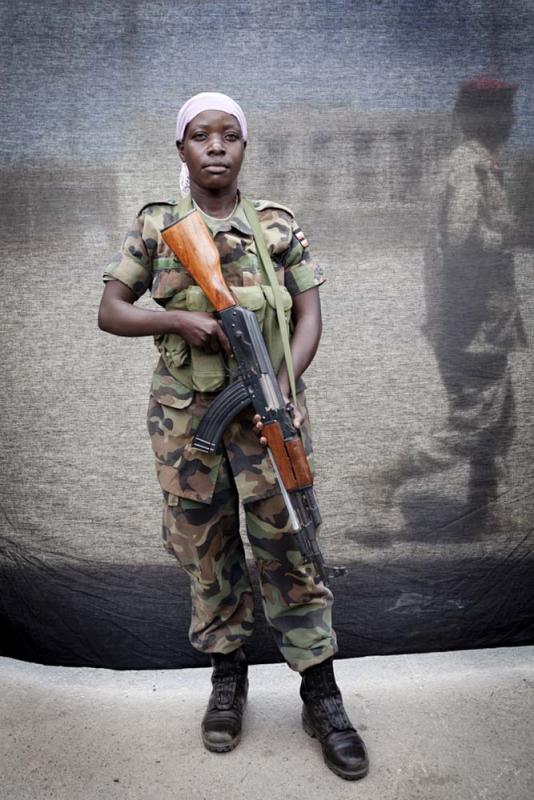 Beatrice Nasanday, Lance Corporal in the Ugandan People’s Defense Force — I am based at Mogadishu football stadium, which we took one month ago from al Shabaab. I became a soldier so that I could afford to educate my three children. My sister looks after them while I am here in Somalia.