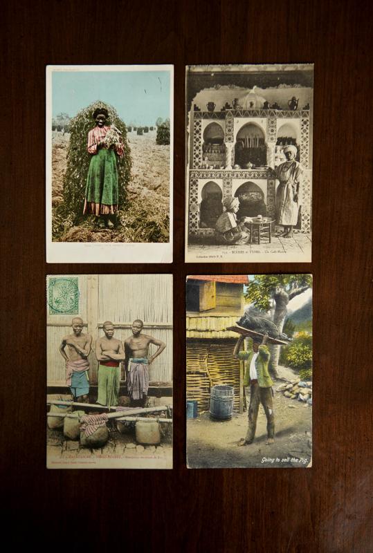 TOP LEFT: Location unknown. (Mailed 1905.) TOP RIGHT: Location unknown. BOTTOM LEFT: Madagascar. (Mailed 1908.) BOTTOMG RIGHT: Jamaica. (Mailed 1913.)