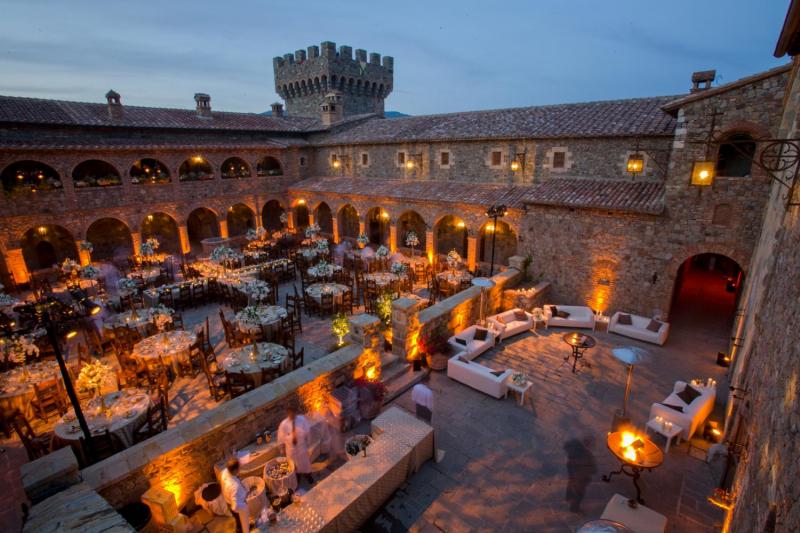 A private dinner at the Castello di Amorosa Winery in Calistoga, Napa Valley. (©Peter Menzel / www.menzelphoto.com) 