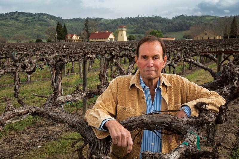 Andy Beckstoffer in his Napa Valley vineyards. (©Peter Menzel / www.menzelphoto.com)