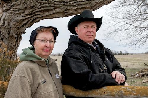 Ken and Karen Prososki on the site where KXL will cross their Loup River pastureland if President Obama approves the permit.