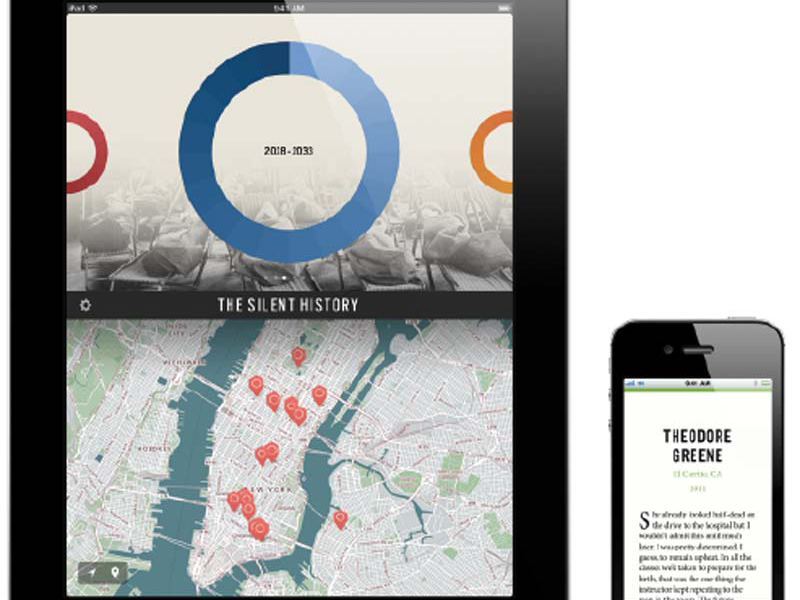 The ​Silent ​History, a serialized, interactive novel produced for the iPhone and iPad by Ying Horowitz & Quinn.