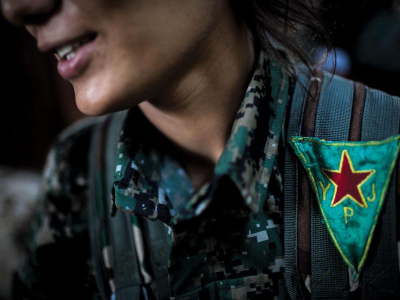 A member of Kurdish Syria’s YPJ unit, an all-female branch of the region’s military forces. (Erin Trieb)