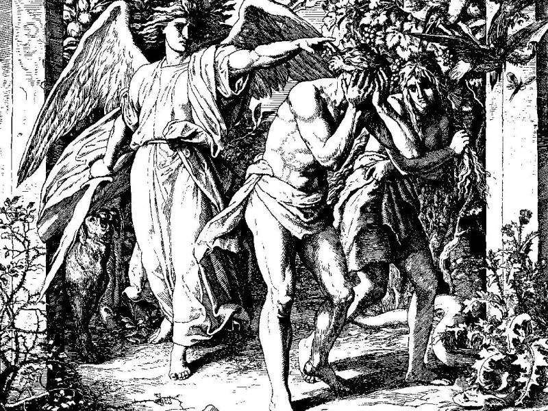 Julius Schnorr von Carolsfeld, Expulsion of Adam and Eve From the Garden of Eden, 1860.