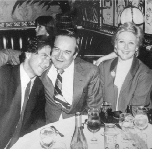 Dustin Hoffman, Frank Price, and his wife, Katherine Price, at the Tootsie premiere party, Hollywood Brown Derby, 1982. (Courtesy of Frank Price)