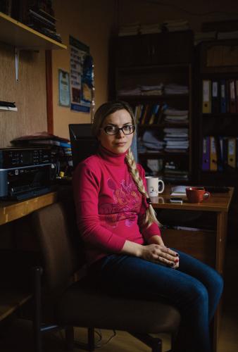 Olya Biyanska, a social worker at Oselya. 2016.
