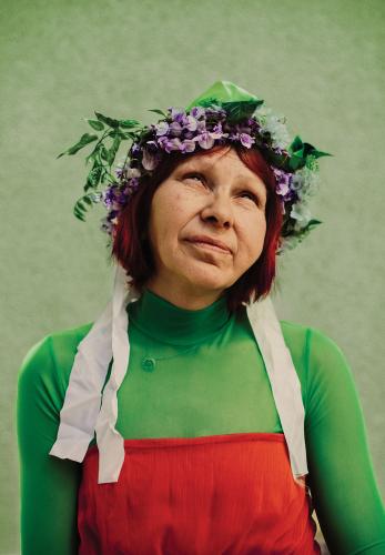 Inna, a seventeen-year resident of Oselya, dressed for the community’s fashion-show fundraiser. 2018.